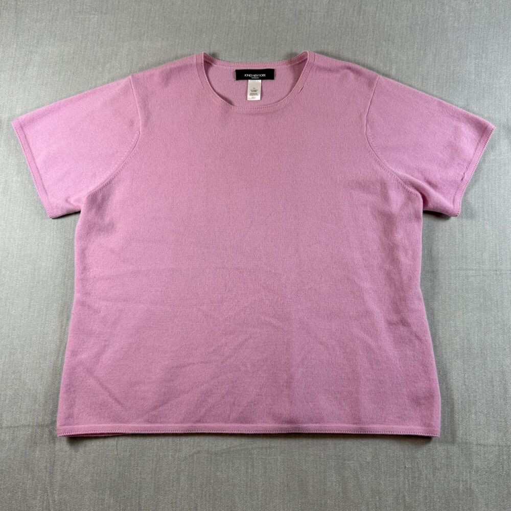 Women's 3X Jones New York 100% Cashmere Pink Short Sleeve Pullover Sweater